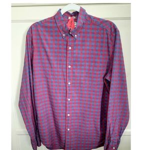 Classic Men's Casual Button Down Shirt - Red and Blue Checkered